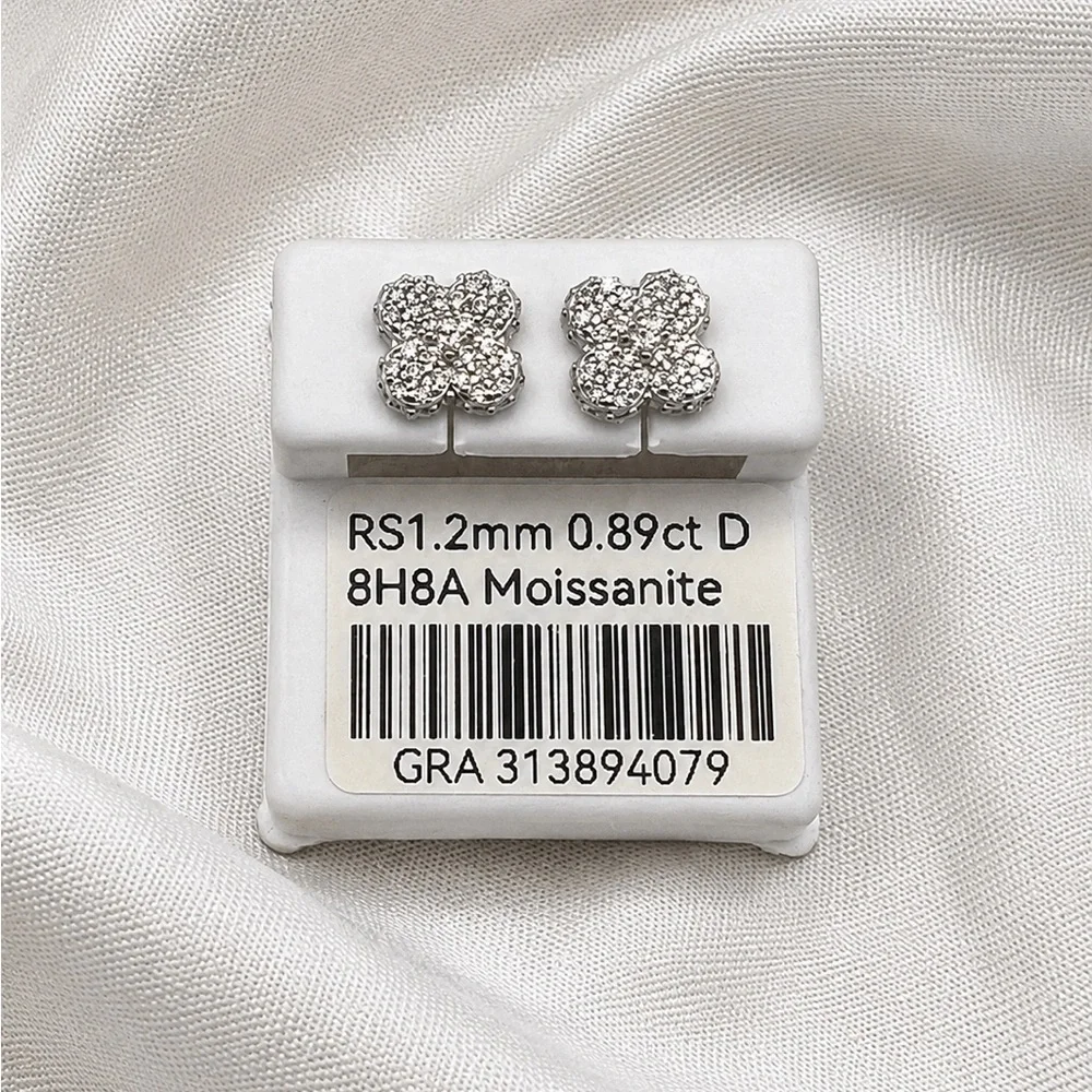 925 Sterling Silver 0.89CT MOISSANITE  Stud Earrings Screw Back unisex